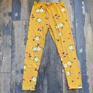 One Step Up Girls Leggings Sz Medium 10/12 Floral Yoga Pants Long Soft Stretchy